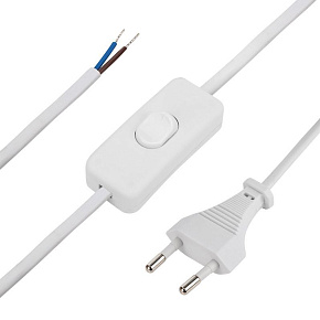 REXANT (11-1133) сетевой шнур с выкл. 2х0,75 мм2, 1.8 м белый Электроаксессуары