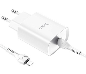 HOCO (6931474745033) N14 1USB 3.0A PD 20W LIGHTING TYPE-C 1м белый СЗУ