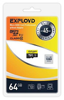EXPLOYD 64GB microSDXC Class 10 UHS-1 Elite [EX064GCSDXC10UHS-1-ElU1 w] Карта памяти