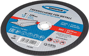 GROSS Круг отрезной по металлу, 230 х 1.8 х 22 мм Круг отрезной GROSS Круг отрезной по металлу, 230 х 1.8 х 22 мм