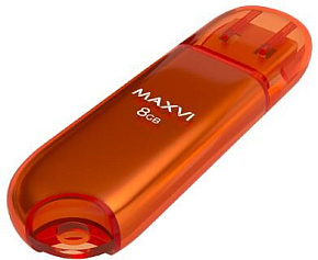 MAXVI P1 8GB orange, монолит с колпачком, ABS пластик, USB 2.0