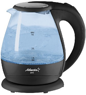 ATLANTA ATH-2460 black (1,5л. стекло) Чайник электрический