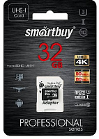 SMARTBUY (SB32GBSDCL10U3-01) MicroSDHC 32GB Class10 PRO (U3) + адаптер Карта памяти