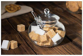 MALLONY Сахарница стеклянная 350 мл, DOLCE, со стеклянной ложечкой (107618)