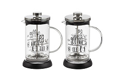 MALLONY Чайник/кофейник (кофе-пресс) MOMENTO 600 мл из боросиликатного стекла с надписью на корпусе (007289) Чайники заварочные