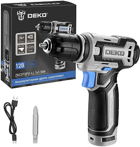 DEKO ZKCD12FU-Li, 12В, 1х1.5Ач 063-4141 Аккумуляторная дрель-шуруповерт