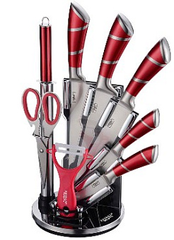 ZEIDAN Z-3096-01 9пр красный Набор ножей