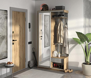 БИТЕЛ ЛАЙТ Прихожая (ДУБ ЗОЛОТОЙ КРАФТ/БЕТОН, ЗЕРКАЛО) Прихожая