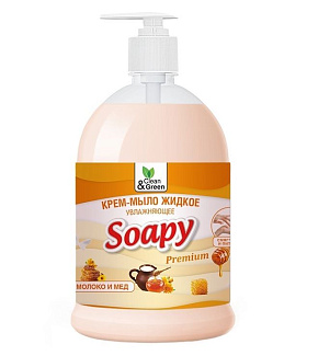 CLEAN&GREEN CG8113 Soapy молоко и мёд увлажняющее с дозатором 1000мл Жидкое мыло
