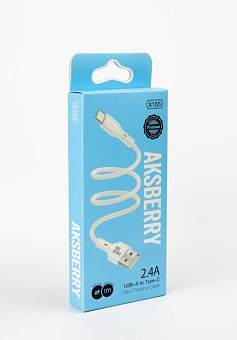 AKSBERRY (6972969383248) X155 для Type-C 1м 2.4A белый Кабель