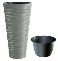 PROSPERPLAST Кашпо SAND SLIM DPSA400-405U серый 2пр 18 и 45л Кашпо
