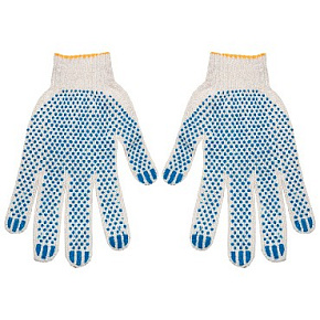 РЫЖИЙ КОТ Перчатки х/б с ПВХ Эконом 3 нити 10 класс (091516) (200) Перчатки