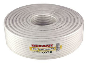 REXANT (01-2221) RG-6U, бухта 100м, INDOOR, белый Кабель коаксиальный