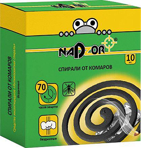 NADZOR Спирали от комаров, чёрные, 10 шт, ISM004B Спирали от комаров