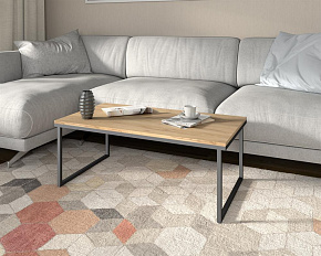 БИТЕЛ Стол Ланс МАКСИ Дуб крафт золотой/черный (1 уп.) Стол придиванный