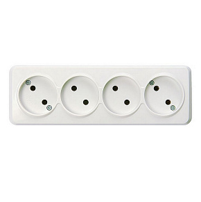 SMARTBUY (SBE-03w-10-S4-N) Юпитер, 4-местная, белый Розетка