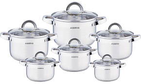 ALBERG AL-2017 (набор: 2л, 3л, 4л, 5л, 6,5л, 8л) Набор кастрюль