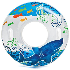 INTEX Круг надувной для плавания 97 см. (в коробке) Прозрачный с ручками (3 вида). Арт. 58263NP Круг для плавания