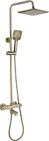 GFMARK 3101 Смеситель+стойка душевая тропический душ с ТЕРМОСТАТОМ, с двумя лейками, цвет бронза Стойка душевая со смесителем