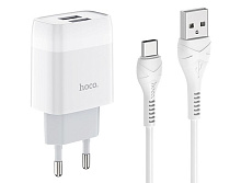 HOCO (6931474713070) C73A 2USB 2.4A TYPE-C 1м белый СЗУ