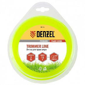 DENZEL Леска для триммера квадрат 2 мм х 15 м, блистер FLEX CORD 96115 Леска для триммера