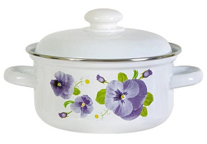 ЛЫСЬВА 1512АП2/4 Анютины глазки, эмал. 3,0л Кастрюля ЛЫСЬВА 1512АП2/4 Анютины глазки, эмал. 3,0л