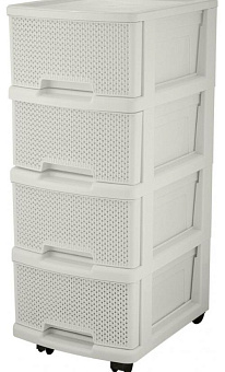 KEEPLEX KL379422048 Ajur с ящиками на колесиках четырехсекционный компакт белое облако Комод