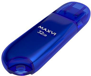 MAXVI P1 32GB blue, монолит с колпачком, ABS пластик, USB 2.0
