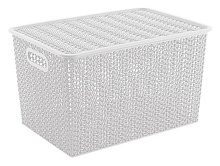 VIOLET Вязь 14л с крышкой белая 533106 Корзина для хранения