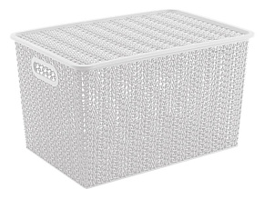 VIOLET Вязь 14л с крышкой белая 533106 Корзина для хранения