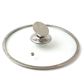 TIMA Крышка стекл. с метал/обод + овальная ручка НЖС 24 см низ. 5524 Крышка стекл. с метал/обод + овальная ручка НЖС низкая TIMA Крышка стекл. с метал