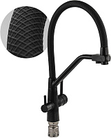 МАГНУС 91132 Смеситель для кухни с гибким чёрным рельефным изливом, с фиксацией на изливе, для фильтрованной воды, шаровый, из нержавеющей стали марка