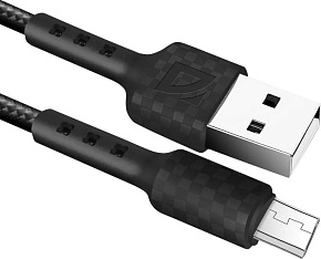 DEFENDER (87115BLA) USB кабель F181 Micro 1м, 2.4А, нейлон Кабель