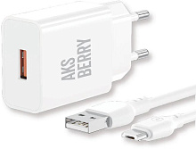AKSBERRY (6972969383071) T42 QC3.0 + кабель MicroUSB, белый СЗУ