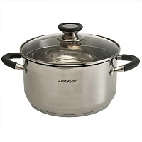 WEBBER BE-374/2 Кастрюля из нерж стали со стеклянной крышкой (d=22; 4,7 л) (4) Кастрюля WEBBER BE-374/2 Кастрюля из нерж стали со стеклянной крышкой (