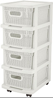 KEEPLEX KL379622048 Ajur с корзинами на колесиках четырехсекционный компакт 37х30х69см белое облако Комод