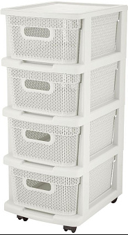 KEEPLEX KL379622048 Ajur с корзинами на колесиках четырехсекционный компакт 37х30х69см белое облако Комод