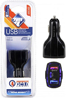 NOVA BRIGHT для моб.устройств, 2 USB порта+Type-C, QC3.0 (функция быстрой зарядки), 3100мА, LED индикатор, 12/24В