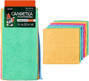LI-SA LS0109 из микрофибры в наборе (6 шт-30х30см), плотность 200г/м2 48875 Набор салфеток