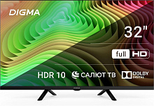 DIGMA DM-LED32SBB36 FHD SMART TV Салют Телевизор LED Digma 32" DM-LED32SBB36 Smart Салют ТВ Frameless Metal черный/FULL HD/60Hz/DVB-T/DVB-T