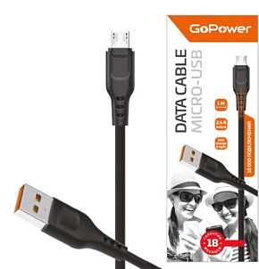 GOPOWER (00-00018564) GP01M USB (m)-microUSB (m) 1.0м 2.4A черный Кабель