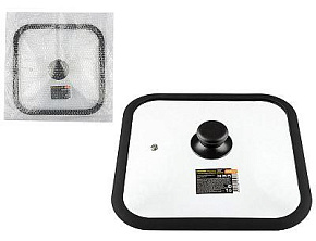 MALLONY Крышка стеклянная с силиконовым ободком QUADRATO, 26*26 см диа Крышка MALLONY Крышка стеклянная с силиконовым ободком QUADRATO, 26*26 см диа