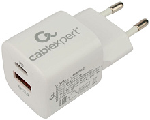 CABLEXPERT (21079) MP3A-PC-46, QC3.0/PD, 2 порта: USB и Type-C, белый, пакет Универсальный адаптер питания
