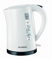 HYUNDAI Чайник электрический HYK-P1409 1.7л. 2200Вт белый/черный (корпус: пластик)