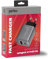 PERFEO (I4669) 2 порта USB-A+TYPE-C, 20W, серый СЗУ