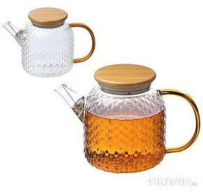 LEONORD AROMA 1000мл LEONORD Чайник заварочный AROMA, объем 1 л, из боросиликатного стекла с рельефом, крышкой бамбука
