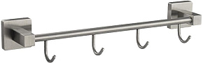 GFMARK 87205 Вешалка с четырьмя крючками прямая, из нержавеющей стали, с квадратным основанием, цвет САТИН