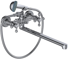 GR 123130- Смеситель д/ванны с 2-мя рукоятками с изливом F-35см. перекл.душа