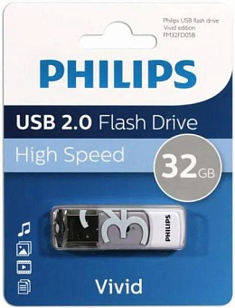 PHILIPS 32Gb VIVID2.0 Белый/Серый (FM32FD05B/97) Флешка