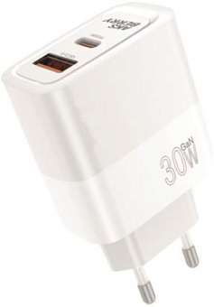 AKSBERRY (6900286940011) T46 30W PD/QC3.0 + кабель Type c, белый СЗУ